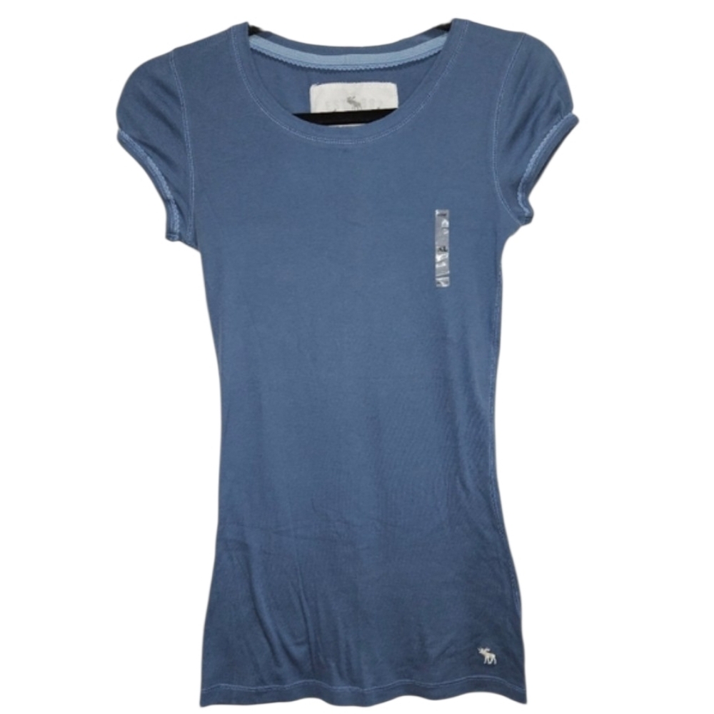 Abercrombie Cap Sleeve Extra Large Blue Top Shirt Slim Fitted Y2k NEW NWOT